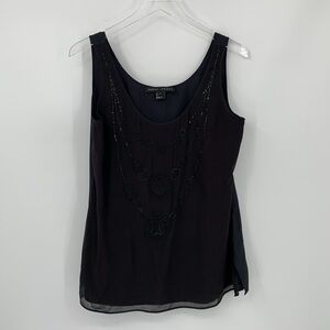 Yansi Fugel embellished silk tank top blouse shirt crystal embroidery black 12